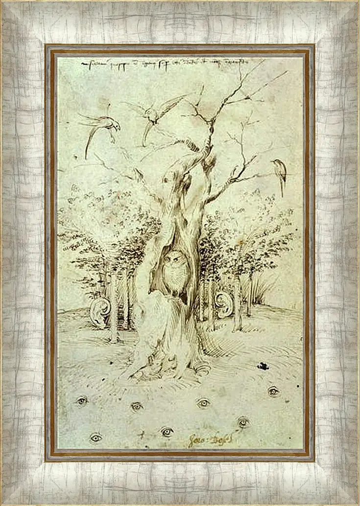 Картина в раме - The Trees Have Ears and the Field Has Eyes by Hieronymus Bosch. Иероним Босх
