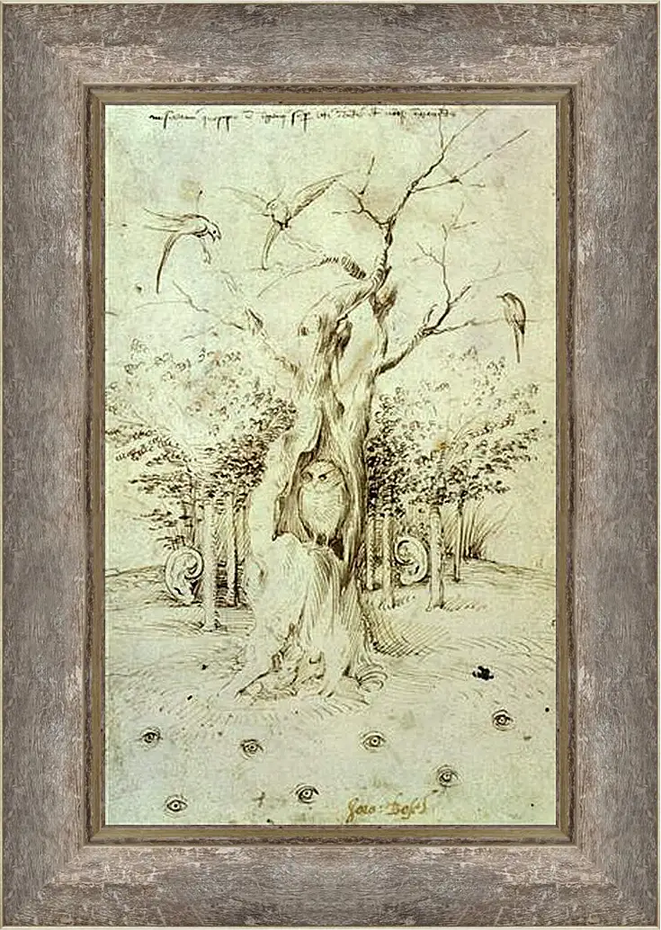 Картина в раме - The Trees Have Ears and the Field Has Eyes by Hieronymus Bosch. Иероним Босх