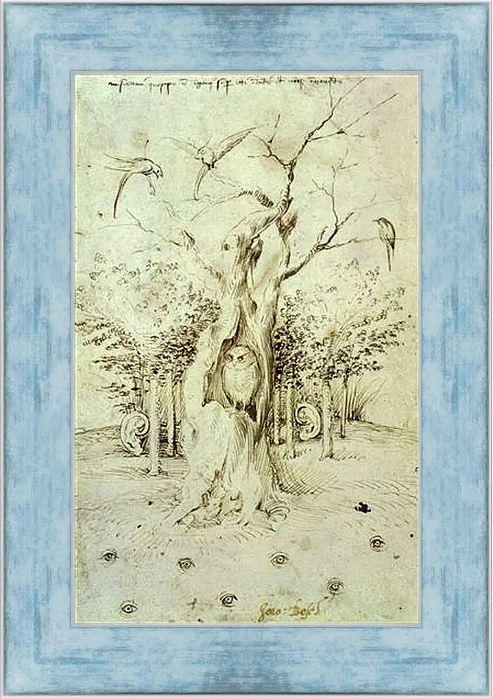 Картина в раме - The Trees Have Ears and the Field Has Eyes by Hieronymus Bosch. Иероним Босх