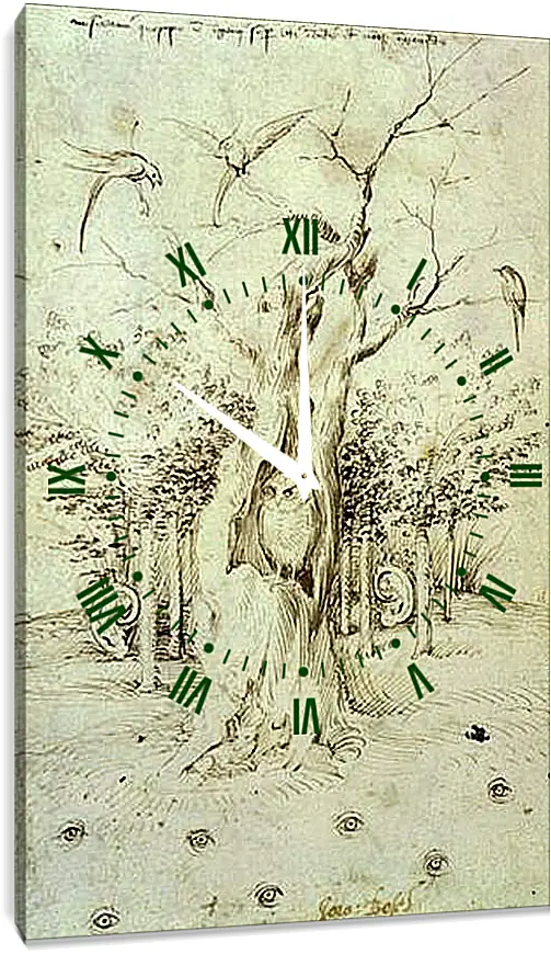 Часы картина - The Trees Have Ears and the Field Has Eyes by Hieronymus Bosch. Иероним Босх
