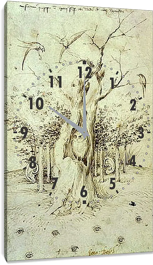 Часы картина - The Trees Have Ears and the Field Has Eyes by Hieronymus Bosch. Иероним Босх
