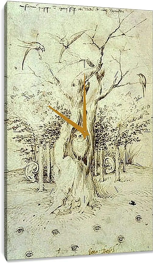 Часы картина - The Trees Have Ears and the Field Has Eyes by Hieronymus Bosch. Иероним Босх