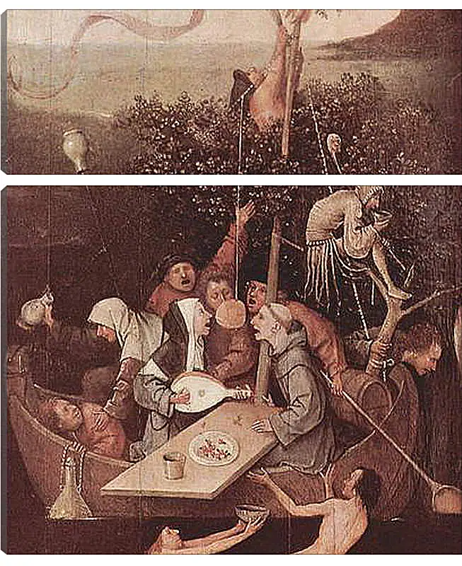 Модульная картина - The Ship of Fools. Иероним Босх