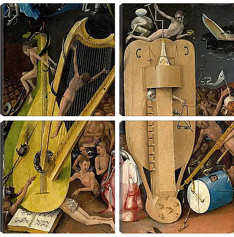Модульная картина - Musical instruments. Иероним Босх