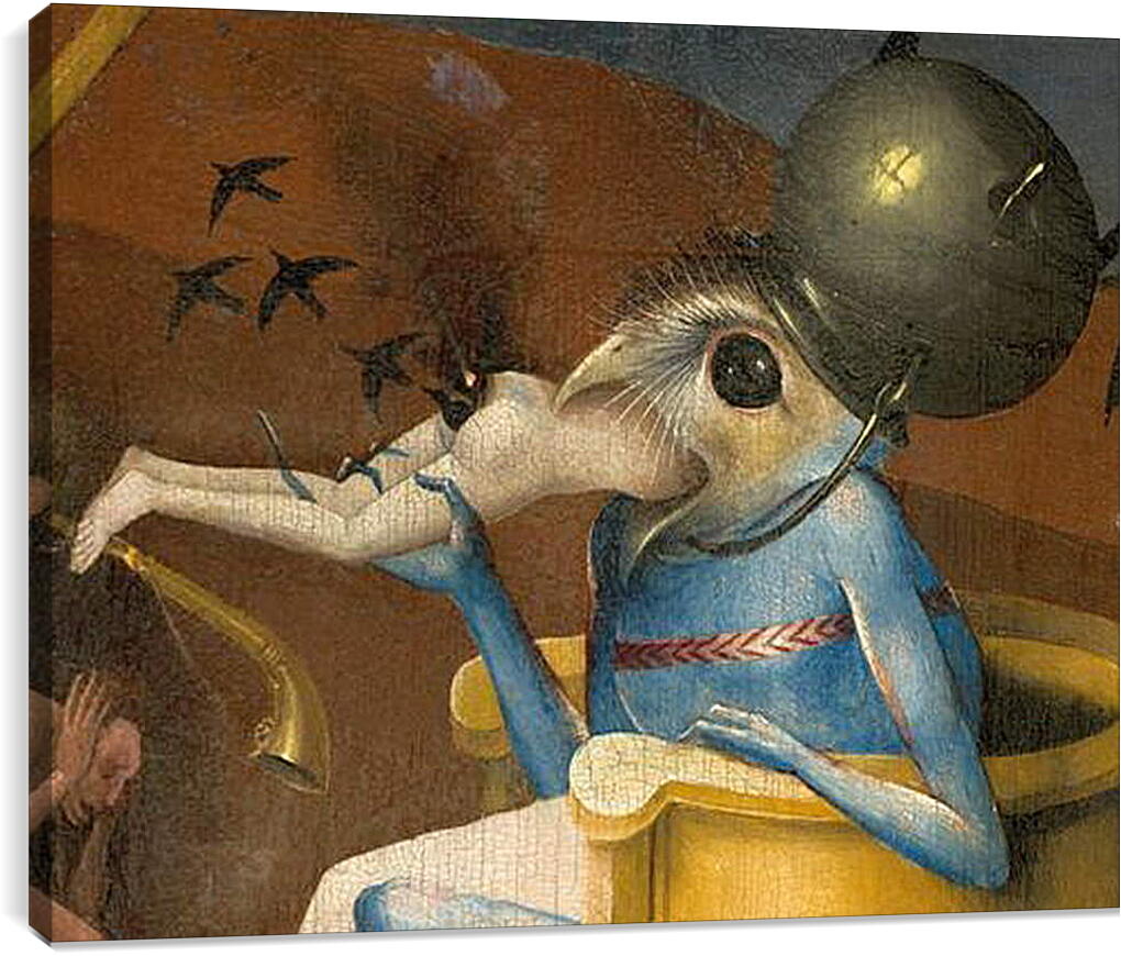 Постер и плакат - Bird-headed monster or The Prince of Hell - close-up head. Иероним Босх
