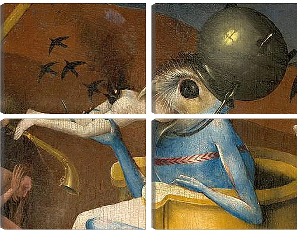 Модульная картина - Bird-headed monster or The Prince of Hell - close-up head. Иероним Босх