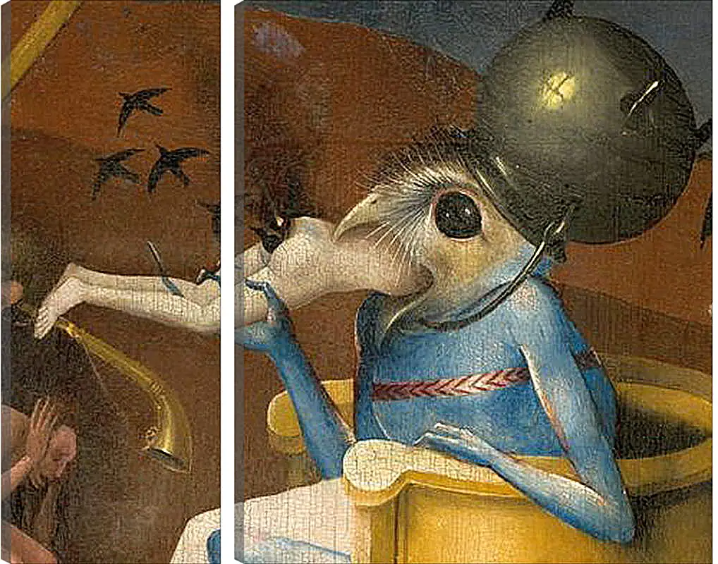 Модульная картина - Bird-headed monster or The Prince of Hell - close-up head. Иероним Босх
