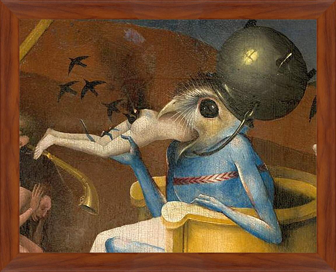 Картина в раме - Bird-headed monster or The Prince of Hell - close-up head. Иероним Босх
