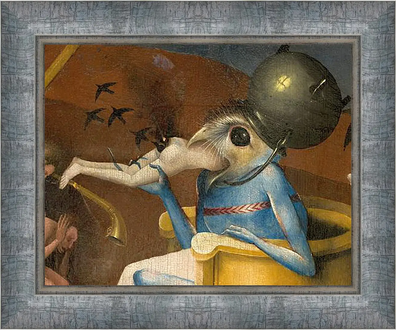 Картина в раме - Bird-headed monster or The Prince of Hell - close-up head. Иероним Босх