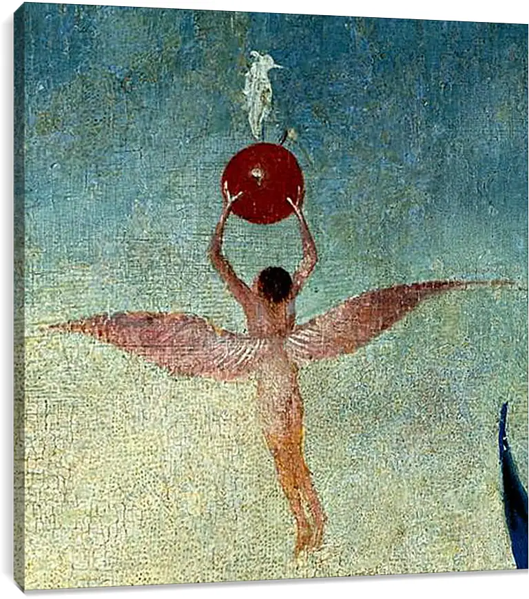 Постер и плакат - Winged man with fruit flies to heaven. Иероним Босх