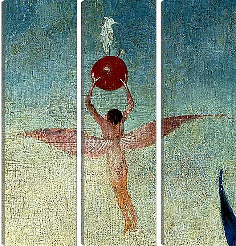 Модульная картина - Winged man with fruit flies to heaven. Иероним Босх