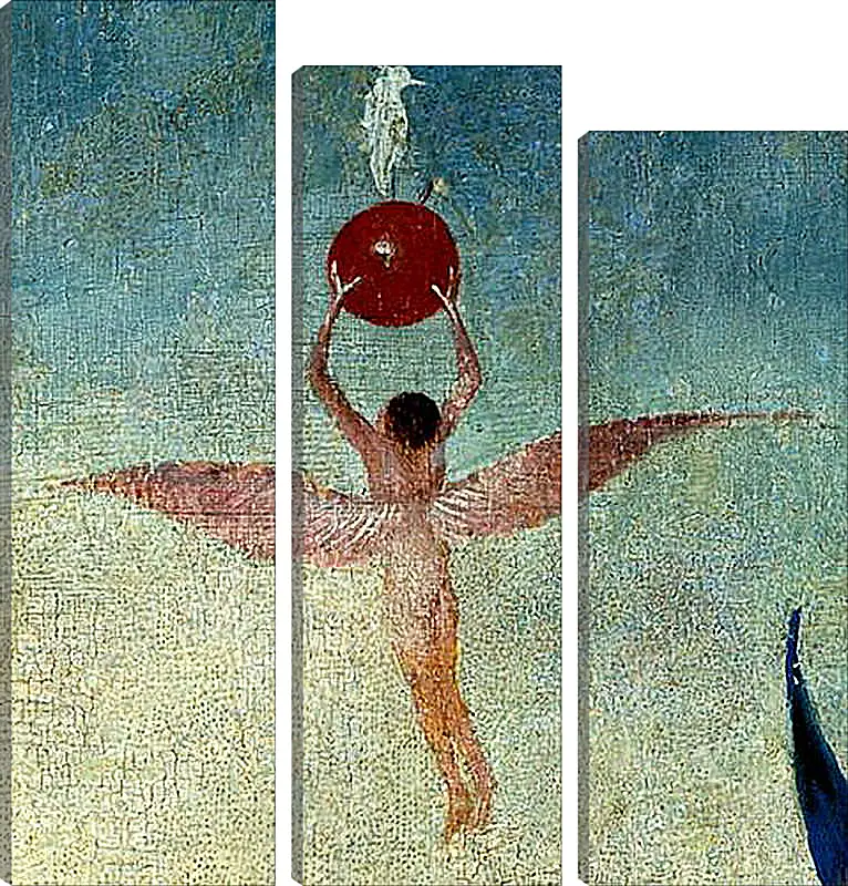 Модульная картина - Winged man with fruit flies to heaven. Иероним Босх