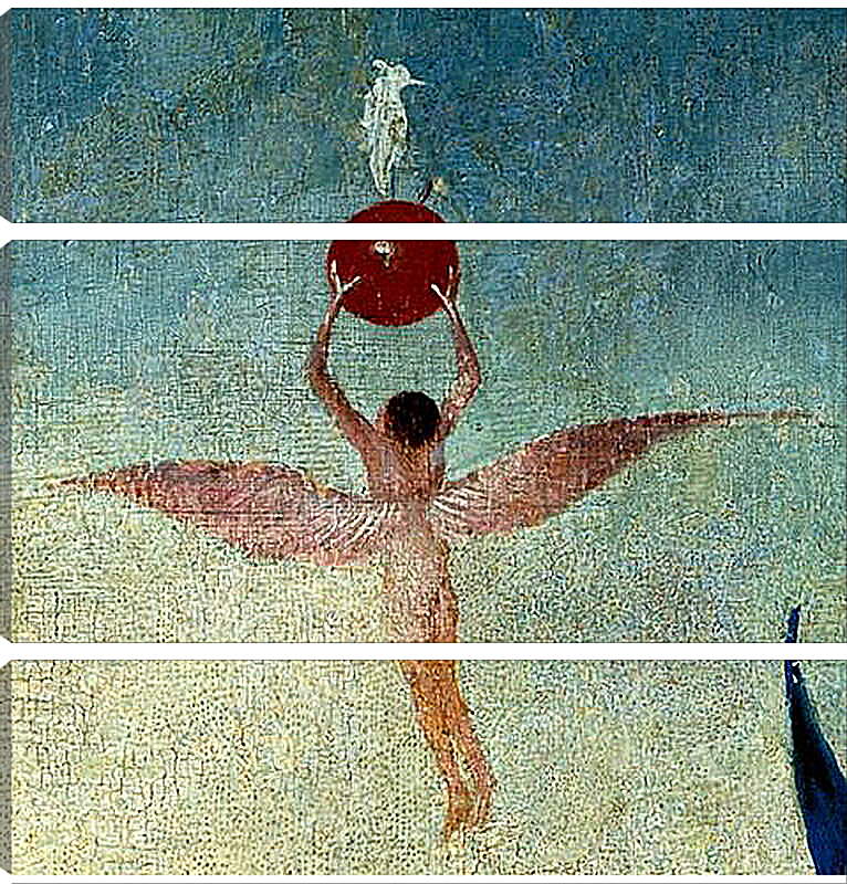 Модульная картина - Winged man with fruit flies to heaven. Иероним Босх
