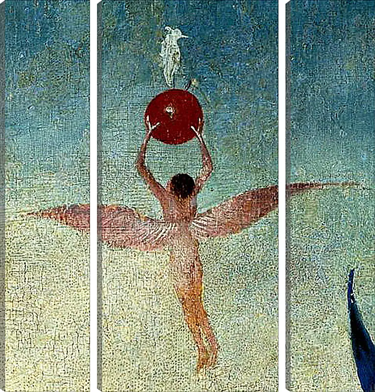 Модульная картина - Winged man with fruit flies to heaven. Иероним Босх