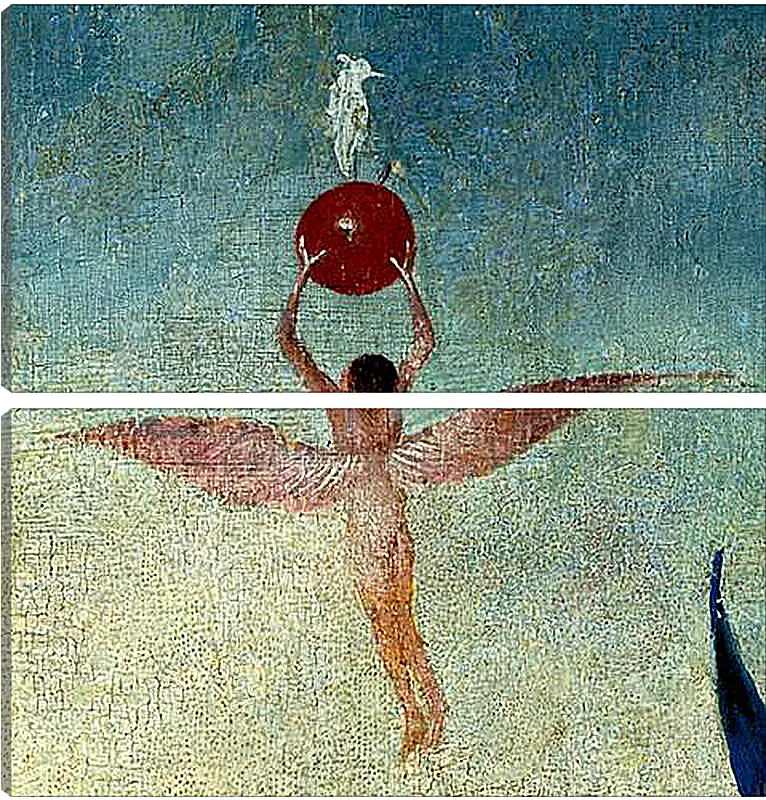 Модульная картина - Winged man with fruit flies to heaven. Иероним Босх