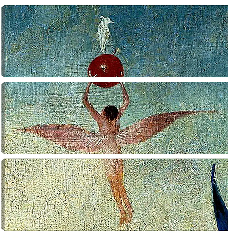 Модульная картина - Winged man with fruit flies to heaven. Иероним Босх