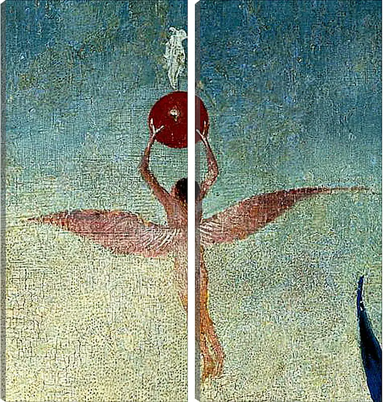 Модульная картина - Winged man with fruit flies to heaven. Иероним Босх