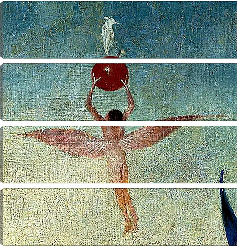 Модульная картина - Winged man with fruit flies to heaven. Иероним Босх