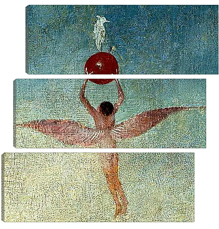 Модульная картина - Winged man with fruit flies to heaven. Иероним Босх