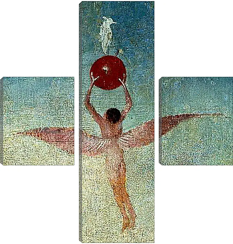 Модульная картина - Winged man with fruit flies to heaven. Иероним Босх