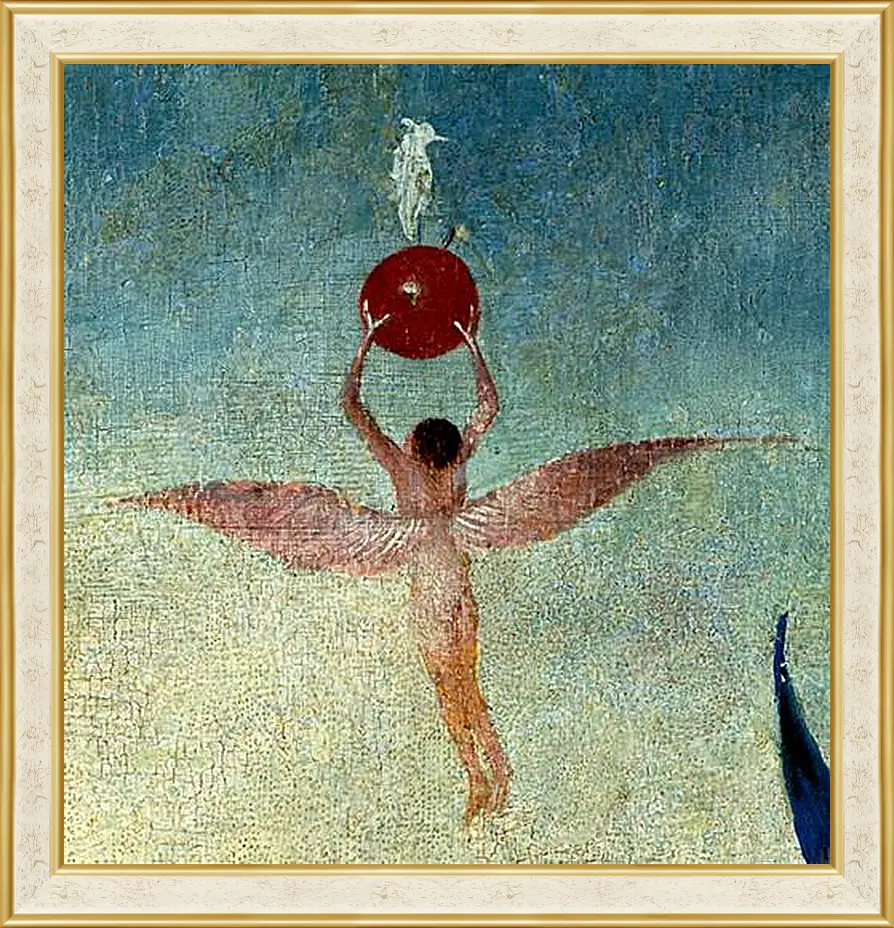Картина в раме - Winged man with fruit flies to heaven. Иероним Босх