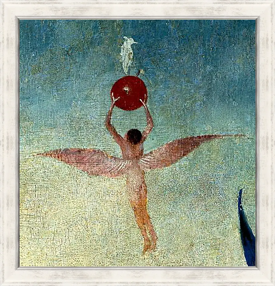 Картина в раме - Winged man with fruit flies to heaven. Иероним Босх