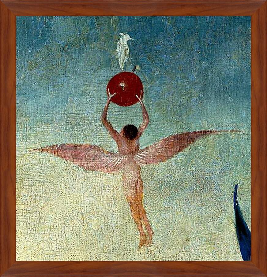 Картина в раме - Winged man with fruit flies to heaven. Иероним Босх
