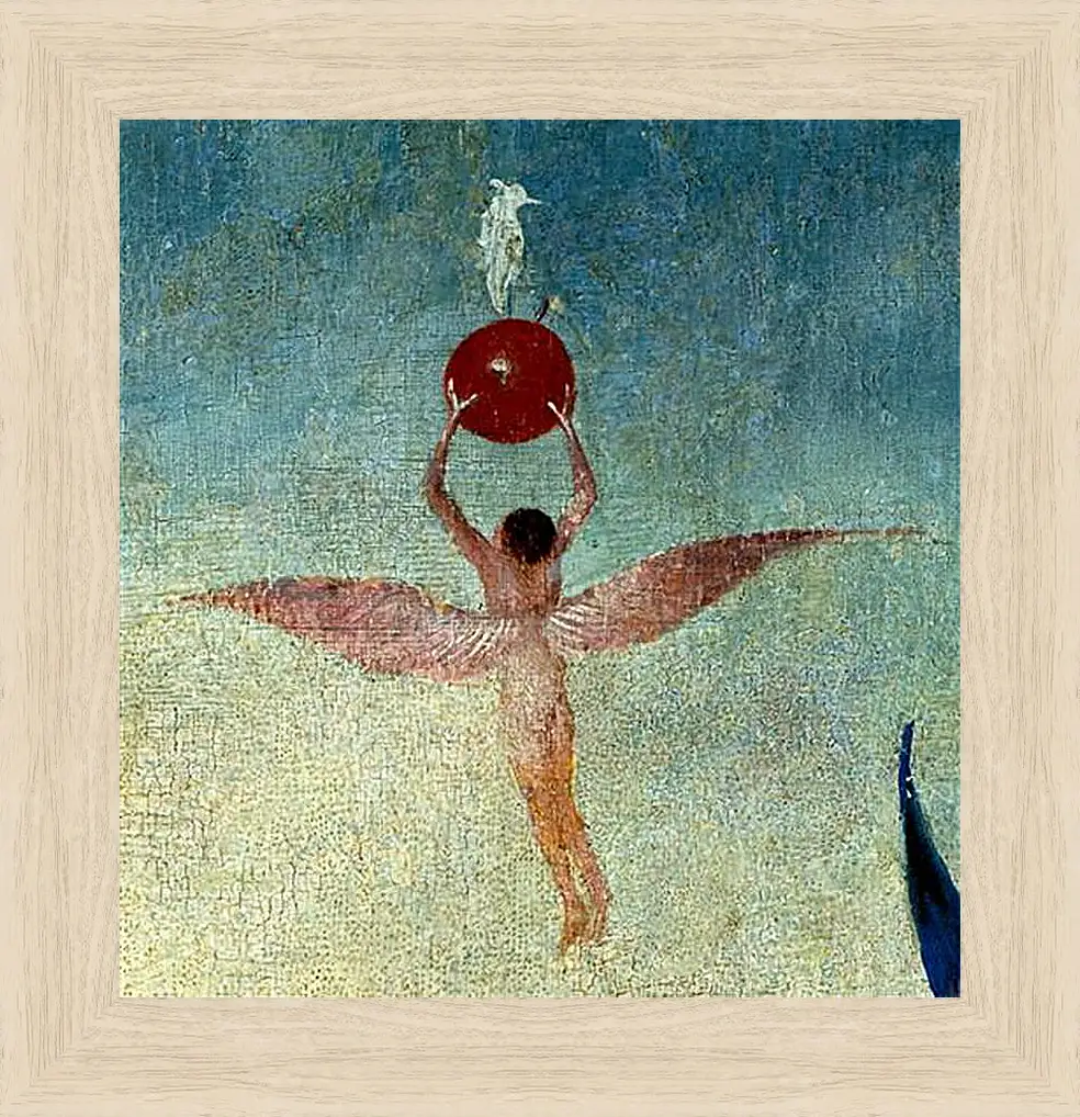 Картина в раме - Winged man with fruit flies to heaven. Иероним Босх