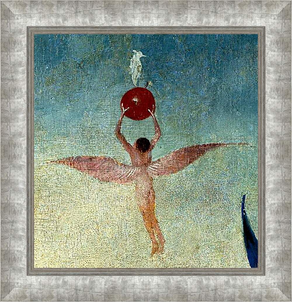 Картина в раме - Winged man with fruit flies to heaven. Иероним Босх
