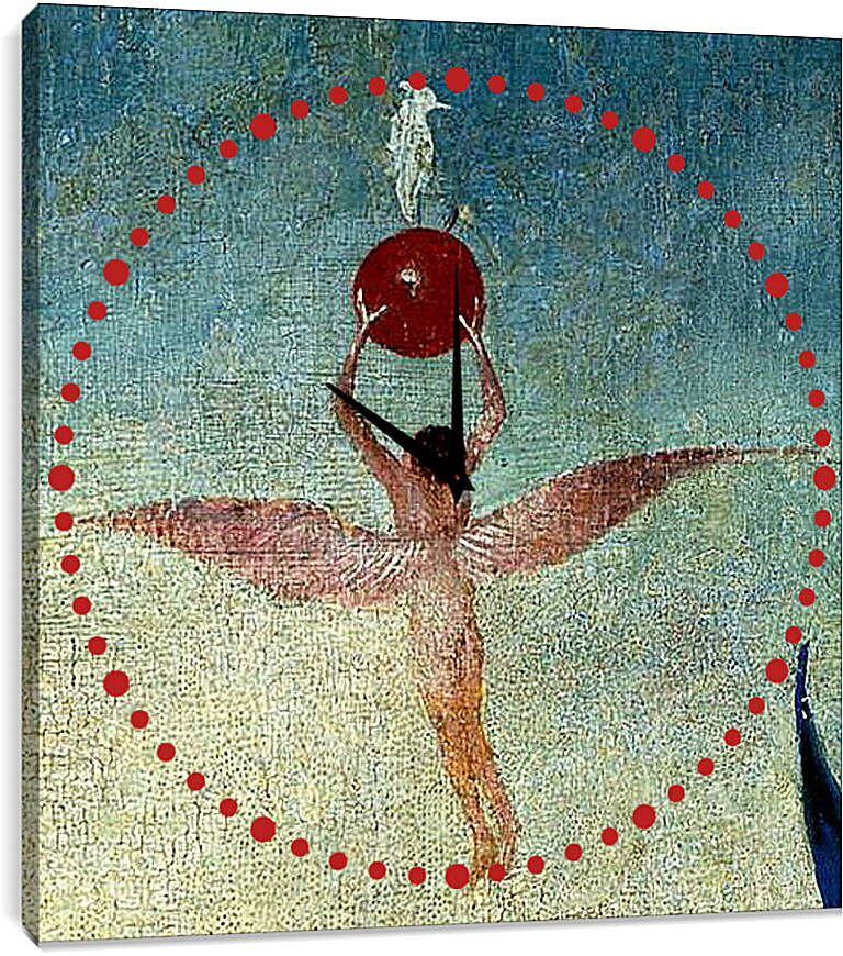 Часы картина - Winged man with fruit flies to heaven. Иероним Босх
