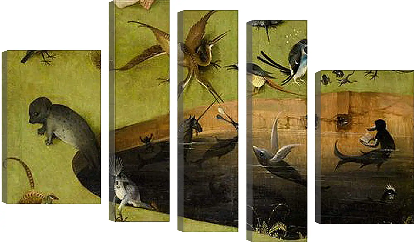 Модульная картина - Pond with fictional creatures. Иероним Босх