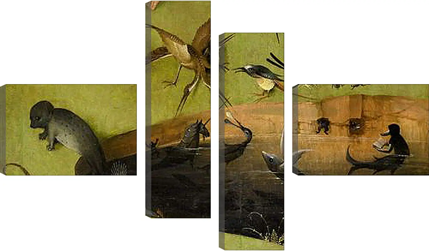 Модульная картина - Pond with fictional creatures. Иероним Босх
