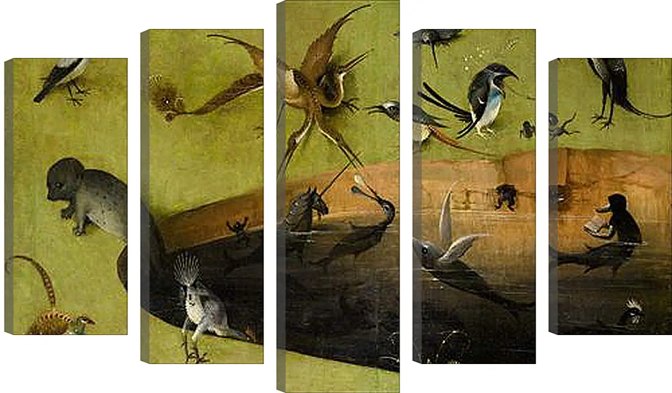 Модульная картина - Pond with fictional creatures. Иероним Босх