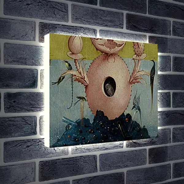 Лайтбокс световая панель - Fountain Of Life with owl. Иероним Босх