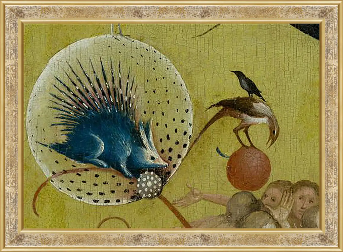 Картина в раме - The Garden of Earthly Delights, central panel porcupine. Иероним Босх
