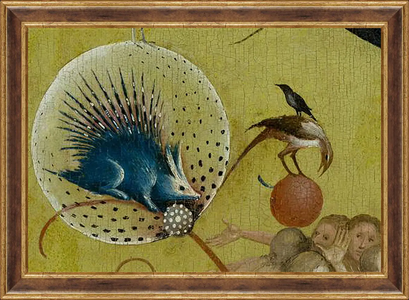 Картина в раме - The Garden of Earthly Delights, central panel porcupine. Иероним Босх