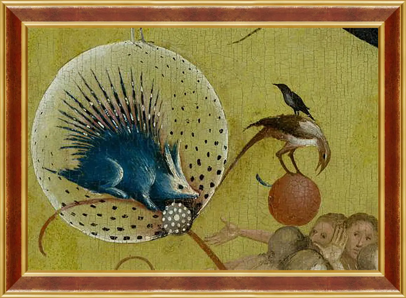 Картина в раме - The Garden of Earthly Delights, central panel porcupine. Иероним Босх
