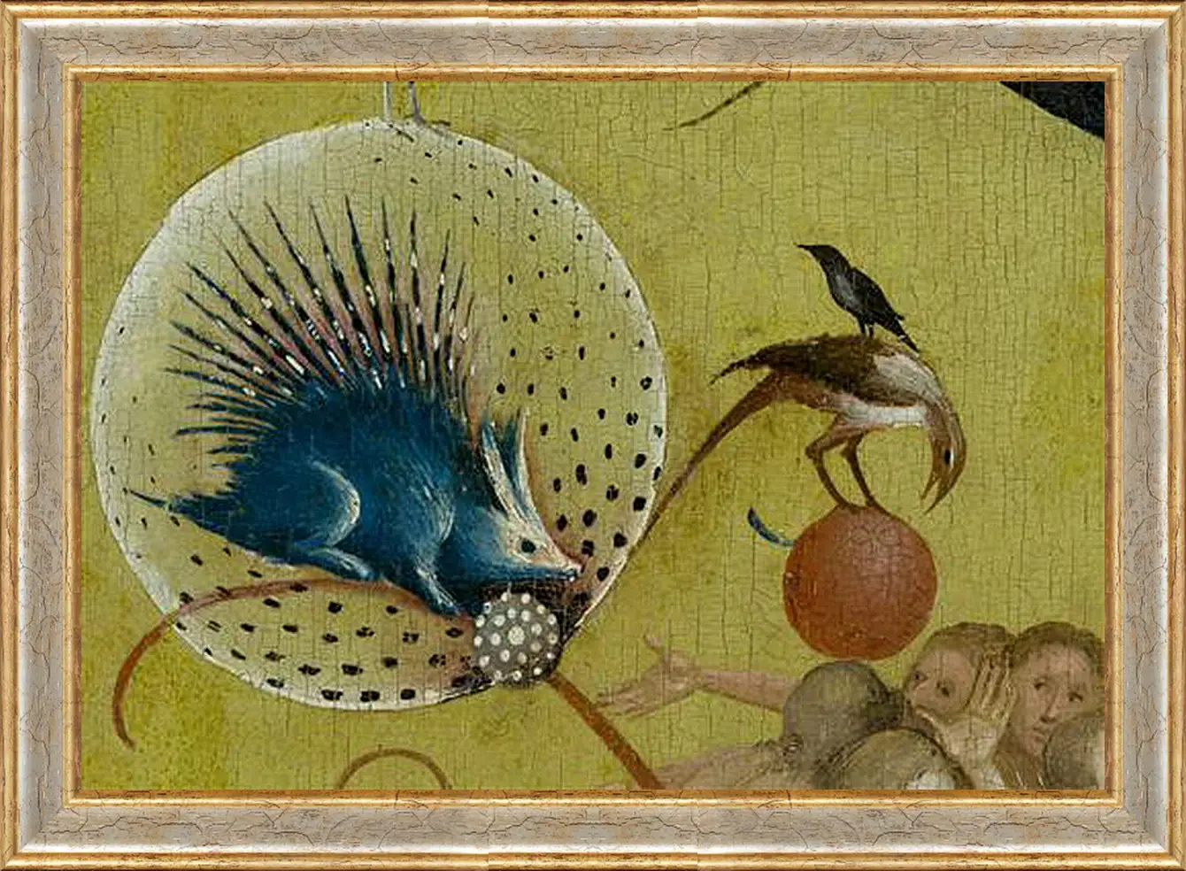 Картина в раме - The Garden of Earthly Delights, central panel porcupine. Иероним Босх
