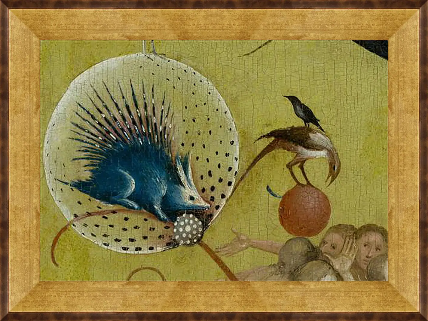 Картина в раме - The Garden of Earthly Delights, central panel porcupine. Иероним Босх