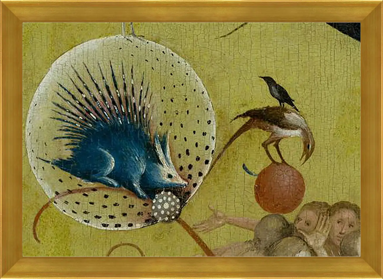 Картина в раме - The Garden of Earthly Delights, central panel porcupine. Иероним Босх