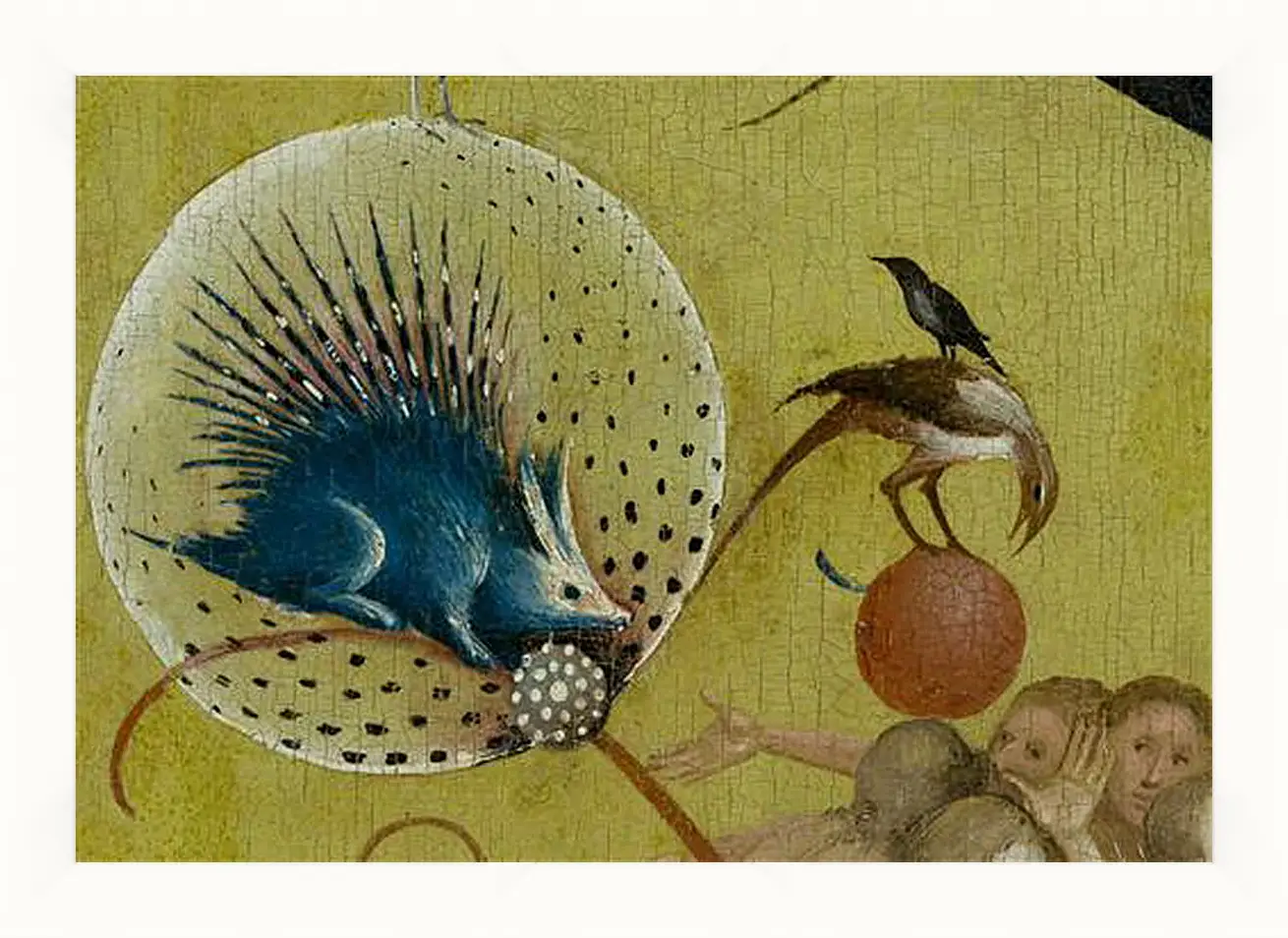 Картина в раме - The Garden of Earthly Delights, central panel porcupine. Иероним Босх
