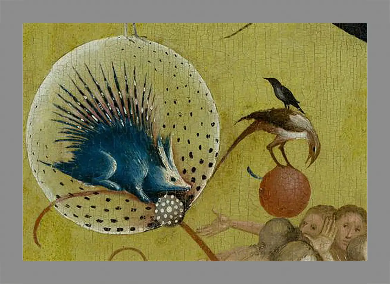 Картина в раме - The Garden of Earthly Delights, central panel porcupine. Иероним Босх
