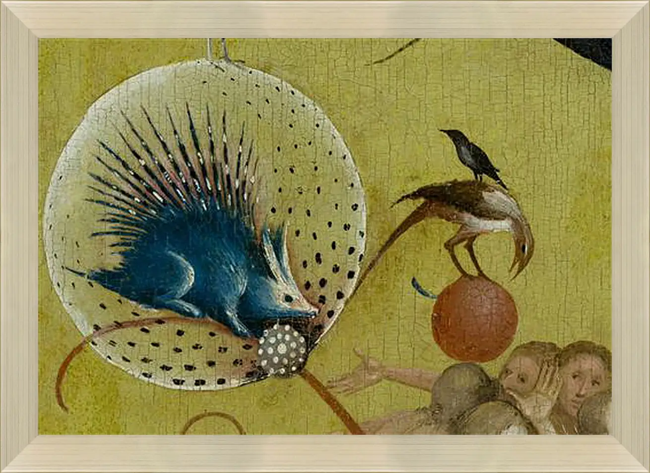 Картина в раме - The Garden of Earthly Delights, central panel porcupine. Иероним Босх