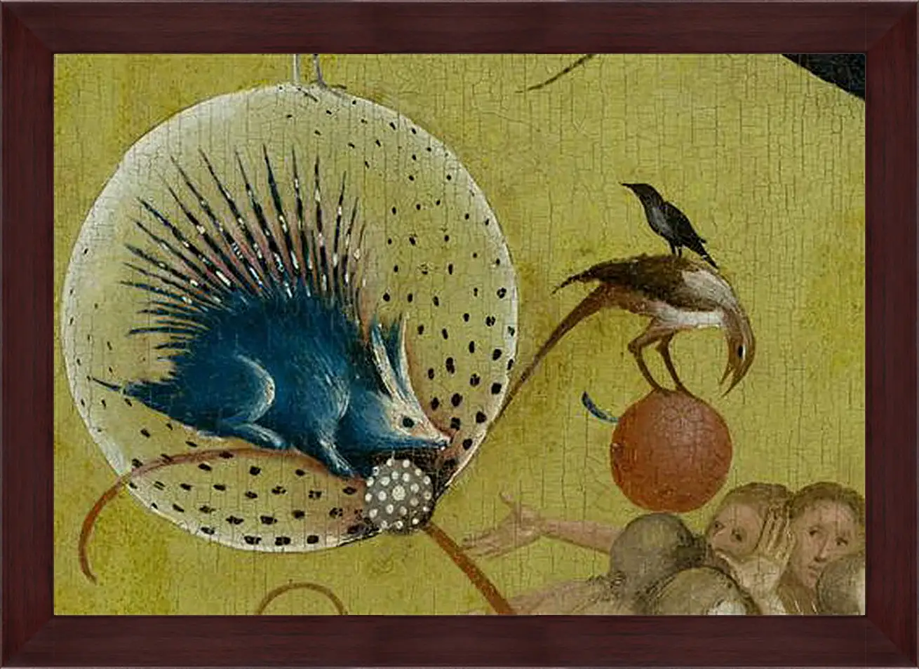 Картина в раме - The Garden of Earthly Delights, central panel porcupine. Иероним Босх
