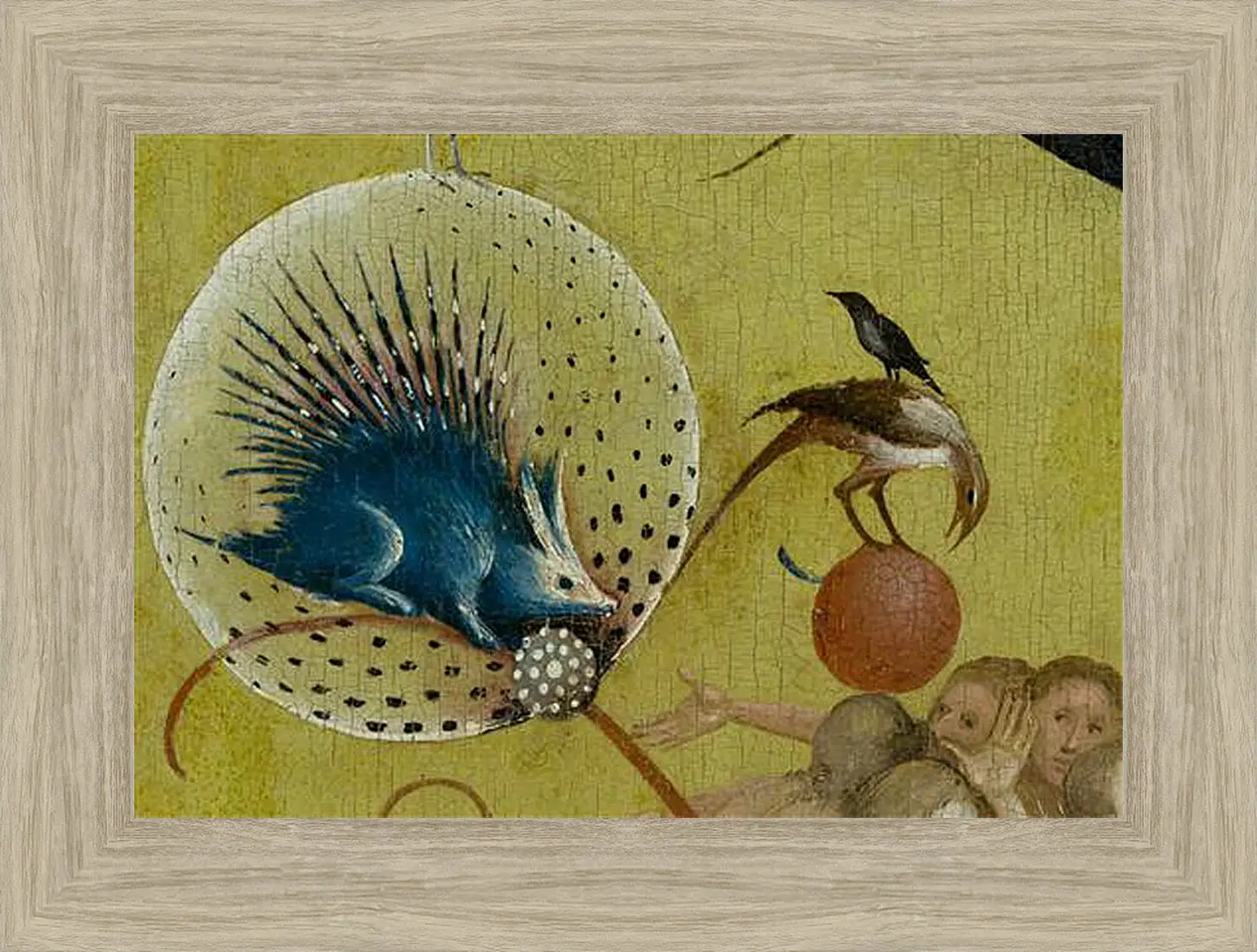 Картина в раме - The Garden of Earthly Delights, central panel porcupine. Иероним Босх