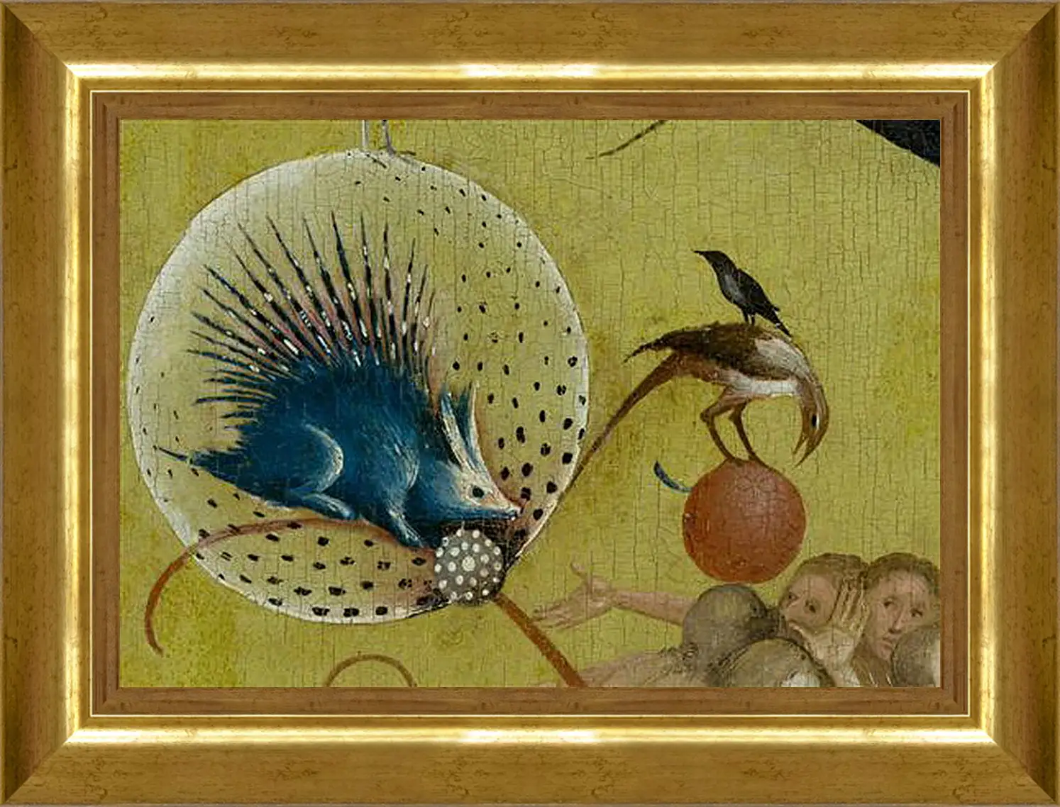 Картина в раме - The Garden of Earthly Delights, central panel porcupine. Иероним Босх
