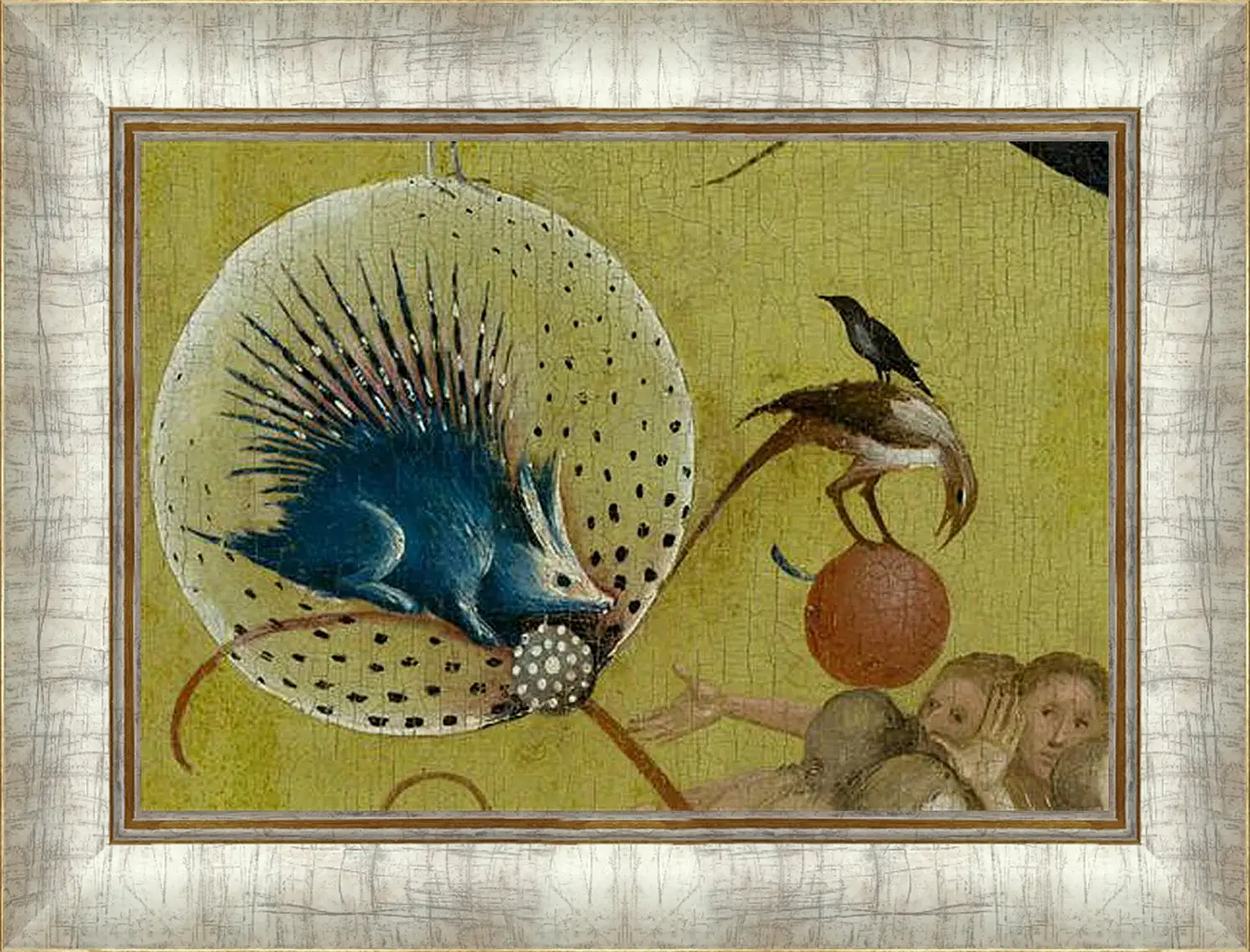 Картина в раме - The Garden of Earthly Delights, central panel porcupine. Иероним Босх