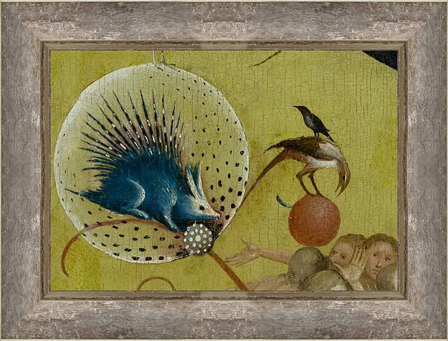 Картина в раме - The Garden of Earthly Delights, central panel porcupine. Иероним Босх