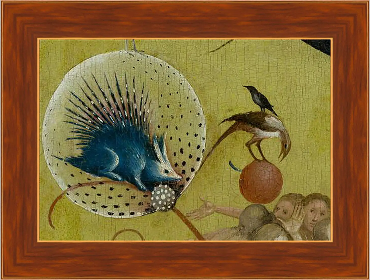 Картина в раме - The Garden of Earthly Delights, central panel porcupine. Иероним Босх