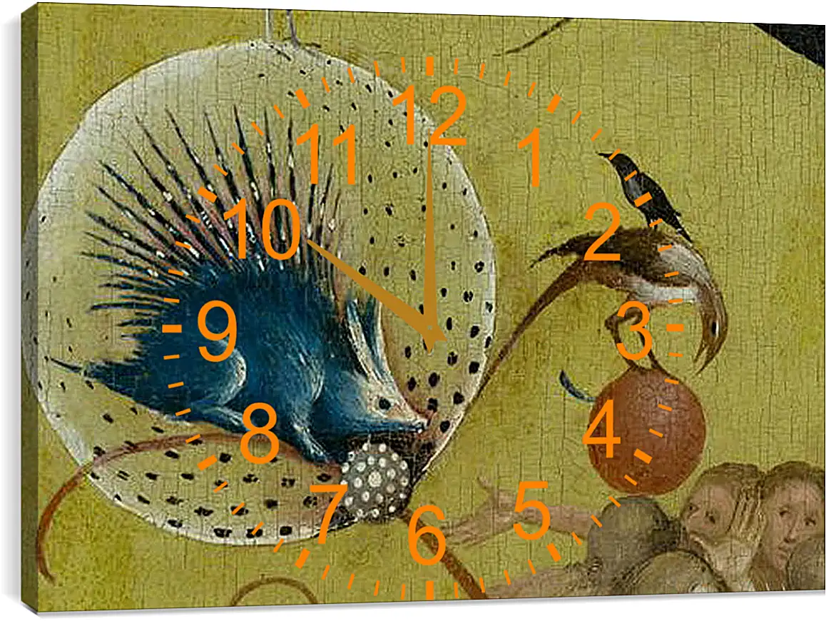 Часы картина - The Garden of Earthly Delights, central panel porcupine. Иероним Босх